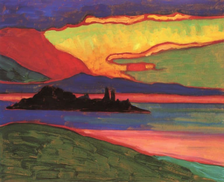 Coucher de soleil sur le Staffelsee, Gabriele Münter (1908)