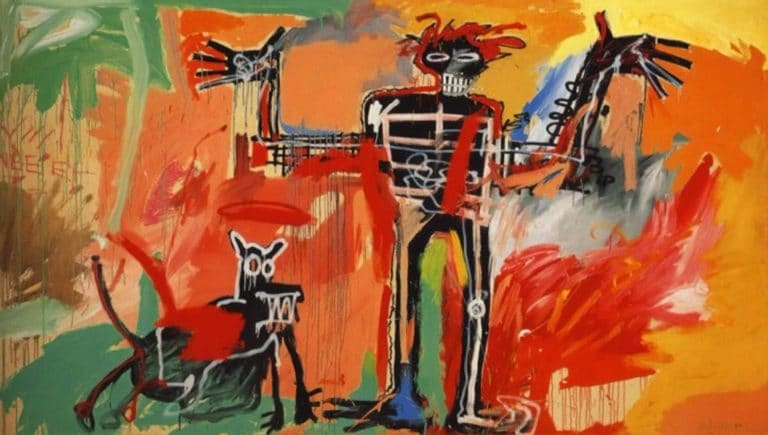 Garçon et chien dans une bouche d'incendie, Jean-Michel Basquiat (1982)