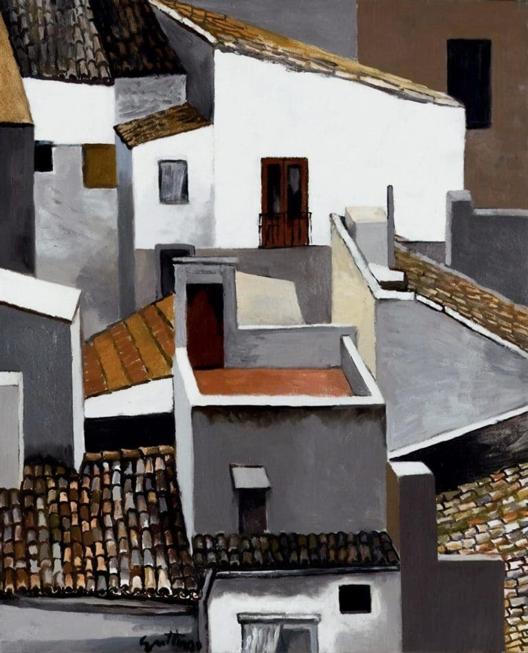 Petite terrasse et toits à la Kalsa, Renato Guttuso (1976)