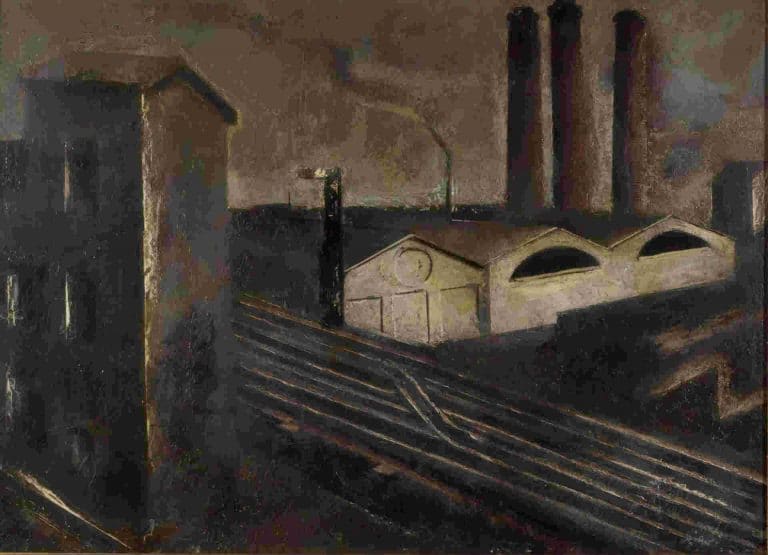 Paysage urbain avec cheminée, Mario Sironi (1936)