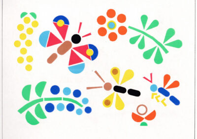 Papillons, libellules et fleurs composés en papier gommé — Bunte Welt, Allemagne, 1978
