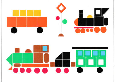 Locomotives, wagons et signal composés en papier gommé — Bunte Welt, Allemagne, 1978