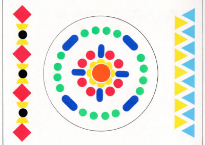 Rosace centrale et deux bordures verticales en papier gommé — Bunte Welt, Allemagne, 1978