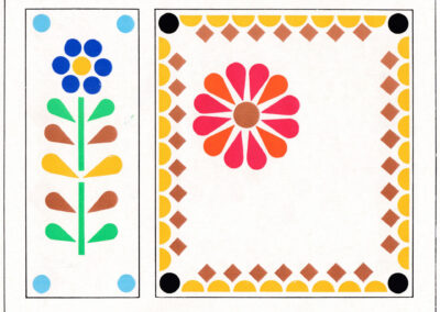 Fleur encadrée et bordure de marguerites en papier gommé — Bunte Welt, Allemagne, 1978