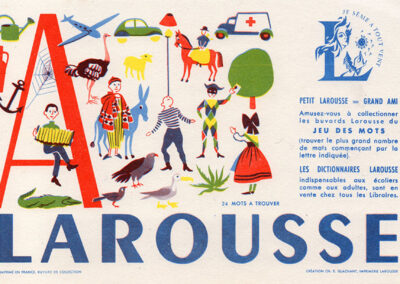 Buvard Larousse « Jeu des mots » — lettre A, 24 mots à trouver