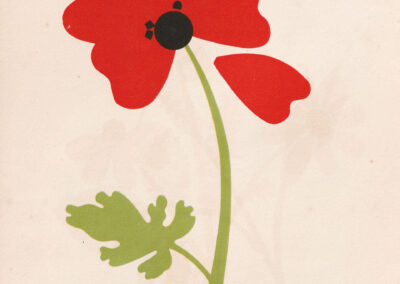 Coquelicot rouge à cœur noir, en papier découpé — Découpages 2, France, 1948