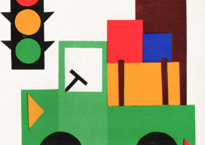 Camion chargé et feu tricolore — le disque en roue et le disque en signal — « Form und Farbe », 1974