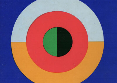 Cercles concentriques coupés selon deux axes — étude de disque partagé — « Form und Farbe », 1974