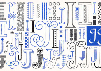 Les lettres I et J — A Handbook of Lettering for Stitchers, Elsie Svennås, 1973