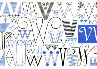 Les lettres V et W — A Handbook of Lettering for Stitchers, Elsie Svennås, 1973
