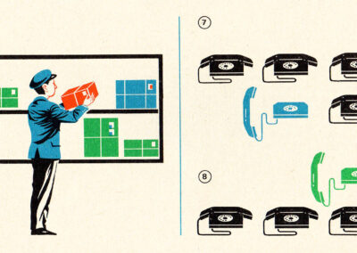 Le postier au casier et les téléphones à cadran comptés — Mathematik 1, RDA, 1972