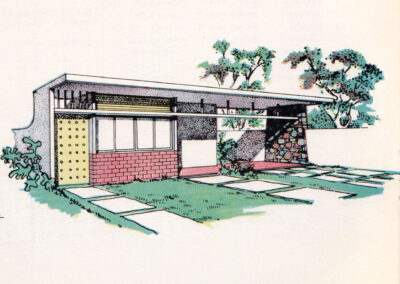 Maison-pavillon à claustra et murs de pierre, dallage de jardin — Sugestões : arquitetura e decoração, São Paulo, 1956